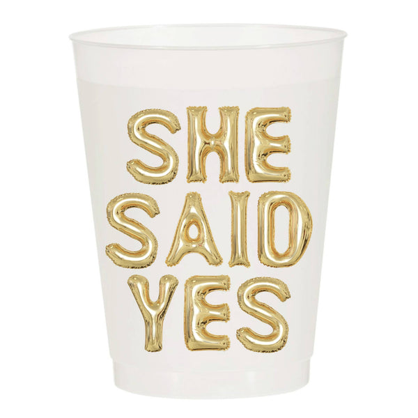 SHH She Said Yes Gold Engagement Party Frosted Cups 6pk