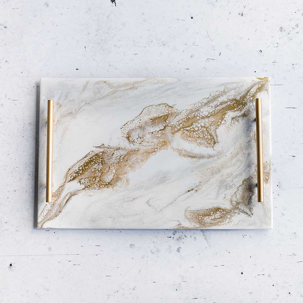 L&L Serving Trays Resin with Handles