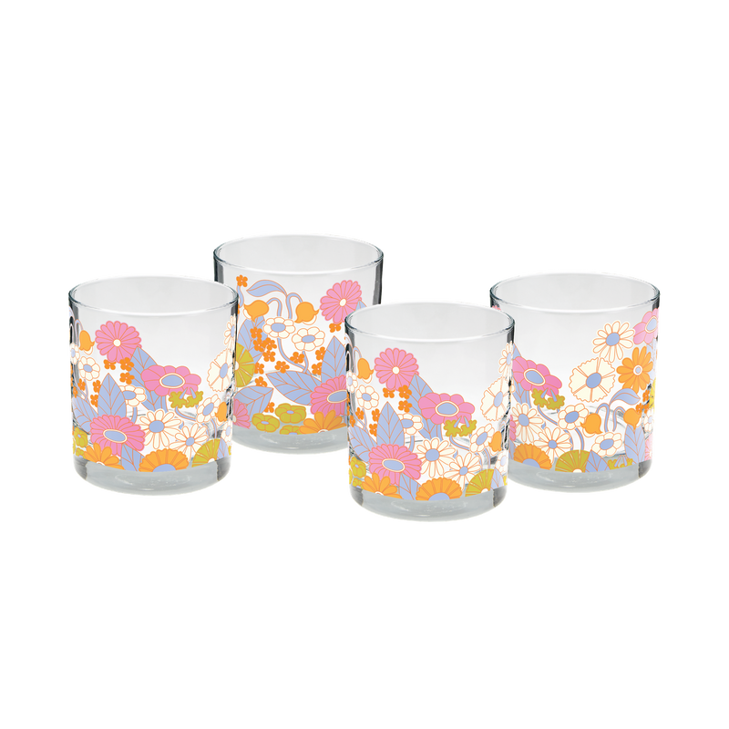 TOOT Glass Set Delightful Rocks Gatherin Flowers