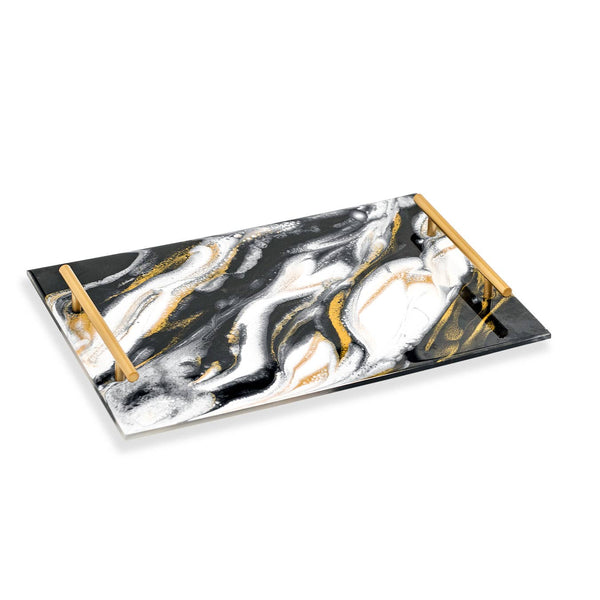 L&L Serving Trays Resin with Handles